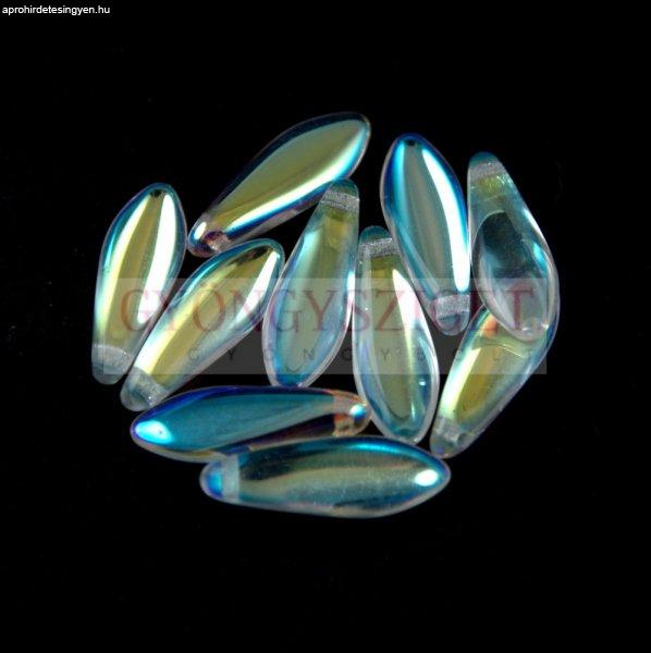 Lándzsa (szirom) cseh préselt üveggyöngy - Crystal AB - 5x16mm