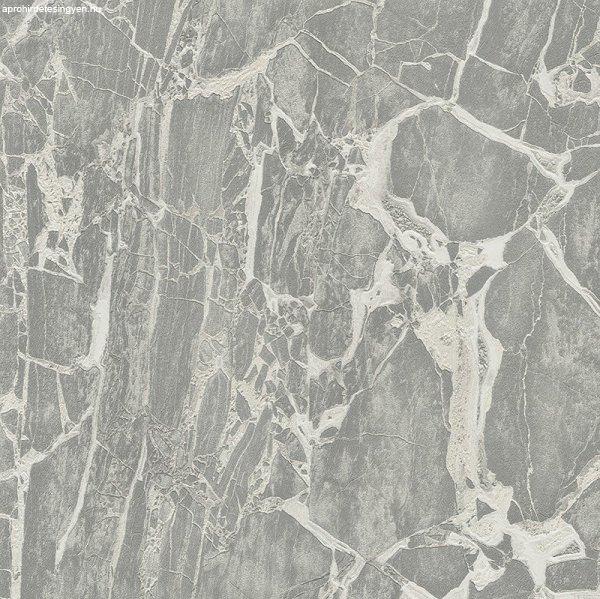 Szürke-törtfehér ezüstösen játszó márványos olasz luxus tapéta 84608