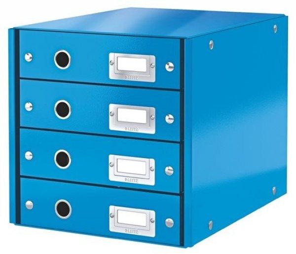 Irattároló, laminált karton, 4 fiókos, Leitz Click&Store, kék