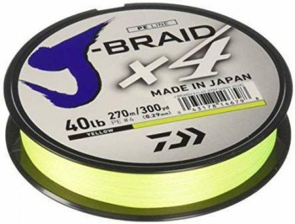 Daiwa J-Braid X4E 0,21mm 135m fonott zsinór (12740-021) Sárga