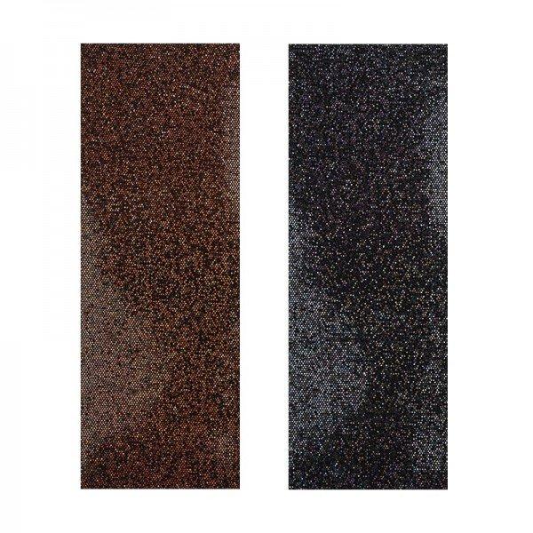 Öntapadós textil jellegű anyag, Pailletten -flitter- stílus barna és fekete
2 ív 10 x 29 cm