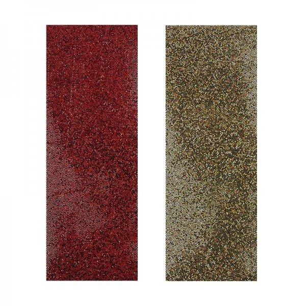 Öntapadós textil jellegű anyag Pailletten - flitter- stílus arany és piros
2 ív 10 x 29 cm