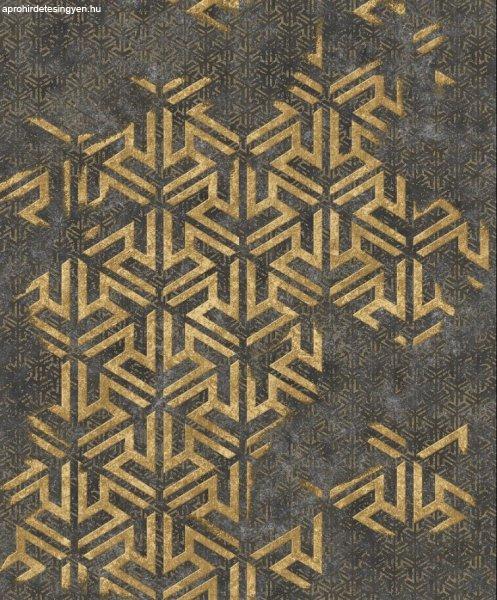 Fiesta sötétszürke arany geometria mintás tapéta 21550-5