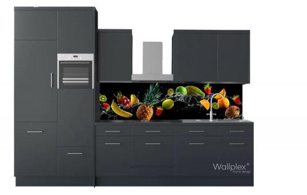 Wallplex falburkoló konyhapanel Fruit splash black
