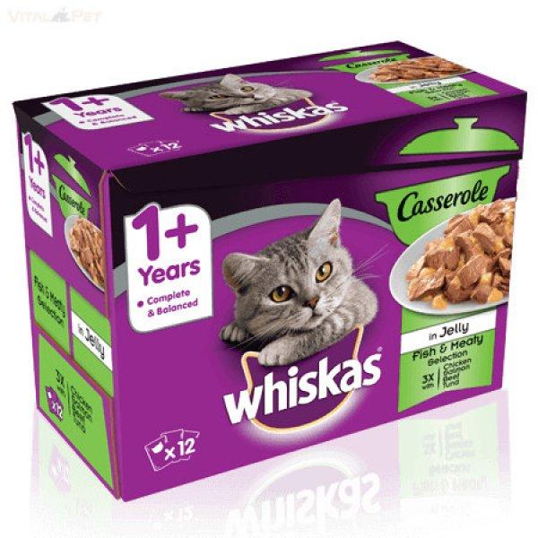 Whiskas 12 pack alutasakos felnőtt macskaeledel Casserole halas-húsos
válogatás