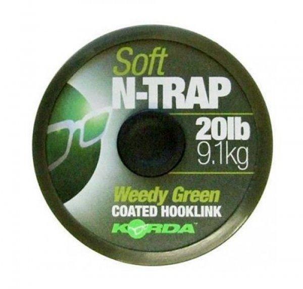 Korda N-Trap Soft 20m 20lb Weedy Green bevonatos előkezsinór (KNT02)