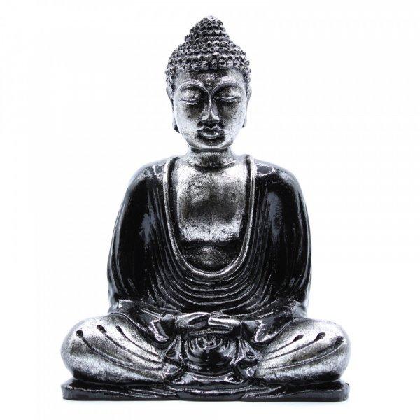 Buddha Figura Fekete, Szürke - Közepes