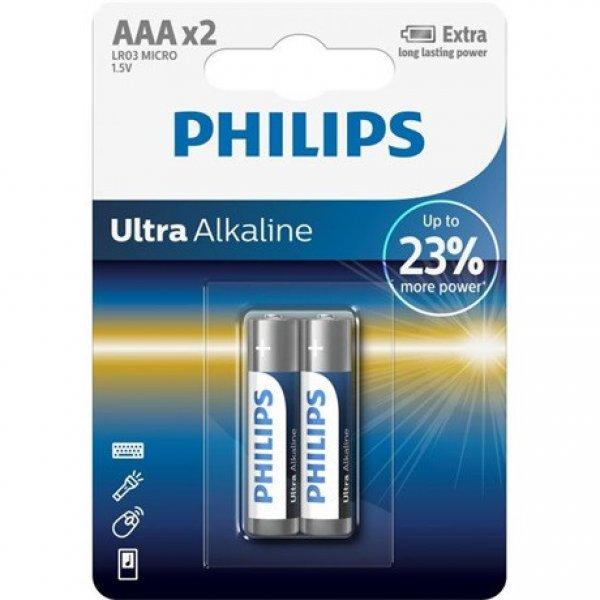Philips LR03E2B/10 elem ultra alkali aaa 2-bliszter