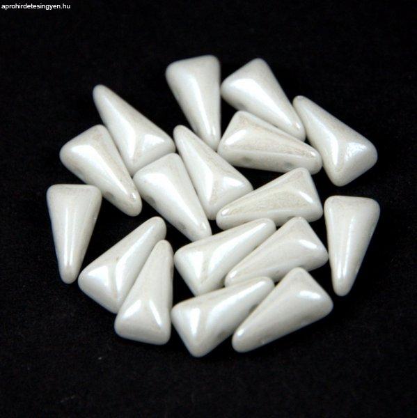 Vexolo cseh préselt 2lyukú gyöngy – White Luster - 5x8mm