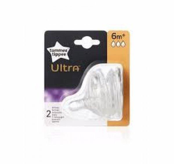 TOMMEE TIPPEE Ultra Medium 3m+ 2db etetőcumi szilikon-kifutó