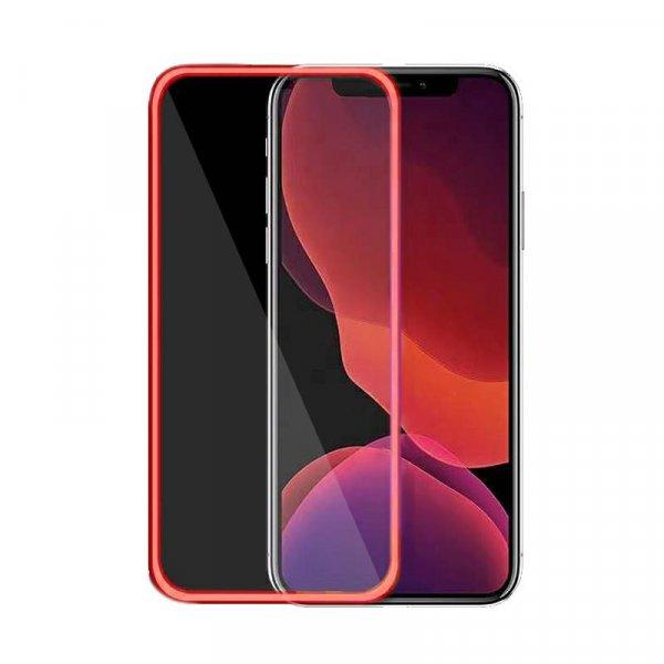 Fluoreszkáló Apple iPhone 11 Pro Max (6.5) 2019 előlapi üvegfólia piros
