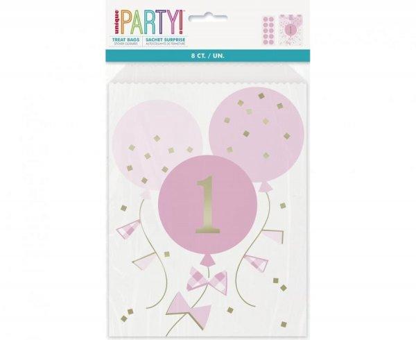 Első születésnap Pink papírzacskó 8 db-os