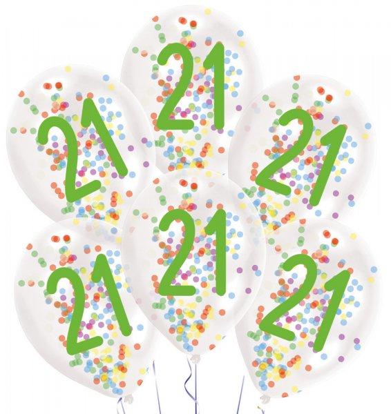 Happy Birthday 21 Droplets konfettivel töltött léggömb, lufi 6 db-os 11 inch
(27,5 cm)