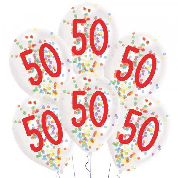 Happy Birthday 50 Droplets konfettivel töltött léggömb, lufi 6 db-os 11 inch
(27,5 cm)