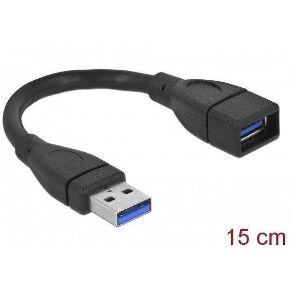 Delock Kábel - 82776 (USB-A 3.0 -> USB-A 3.0 hosszabitó kábel, apa/anya,
0,15m)