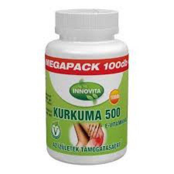 Innovita kurkuma 500 e-vitaminnal megapack tabletta 100db