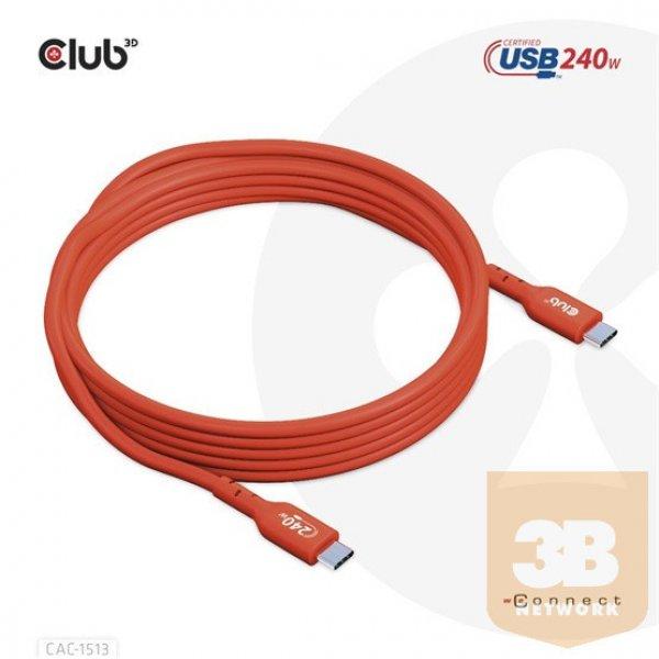 KAB Club3D USB2 Type-C Bi-Directional USB-IF Certified Cable Data 480Mb, PD
240W(48V/5A) EPR M/M 3m / 9.84 ft