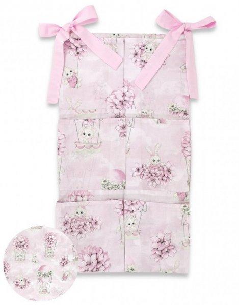 Baby Shop zsebes tároló - rózsaszín virágos nyuszi 
