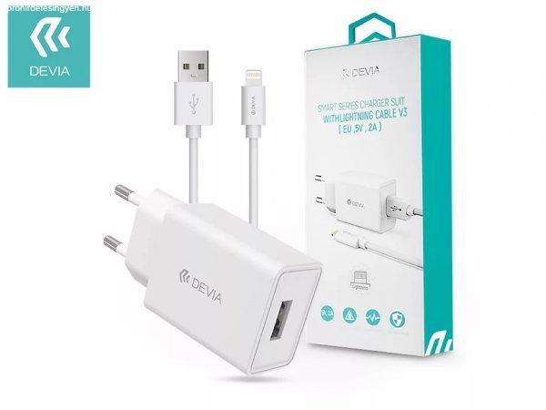 DEVIA Smart Charger Suit USB hálózati töltő adapter + 1 m Lightning kábel
vezeték 5V/2A - Fehér