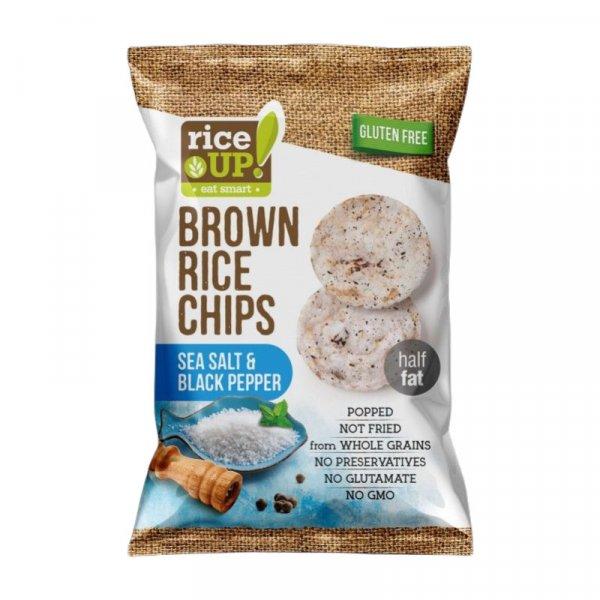 Rice Up barna rizs chips sós és borsos ízű 60 g