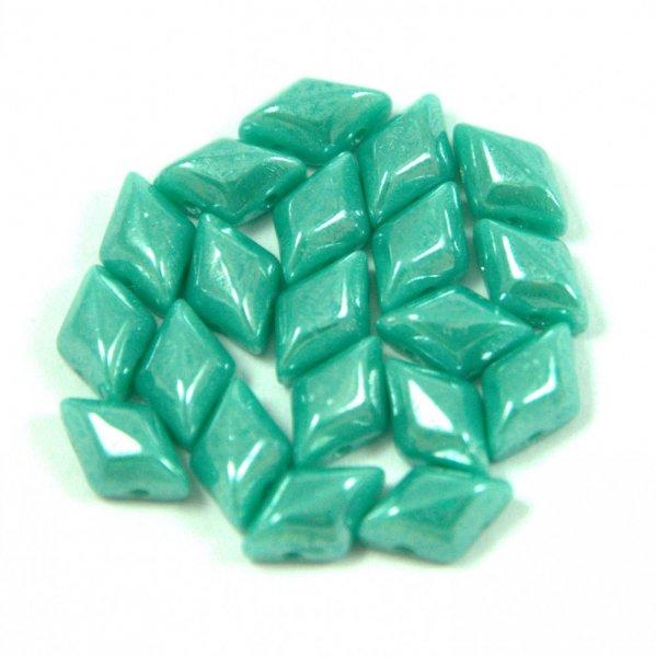 Gemduo cseh préselt üveggyöngy - turquoise green luster - 5x8 mm