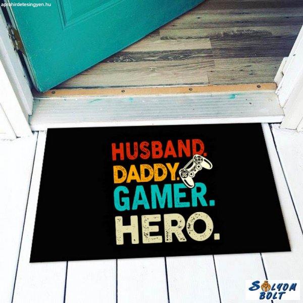 Vicces lábtörlő több színben, Husband, Daddy, Gamer, Hero