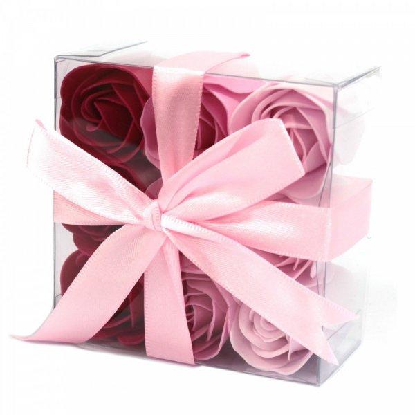 Szappanvirág dobozban 9db-os rózsaszín
