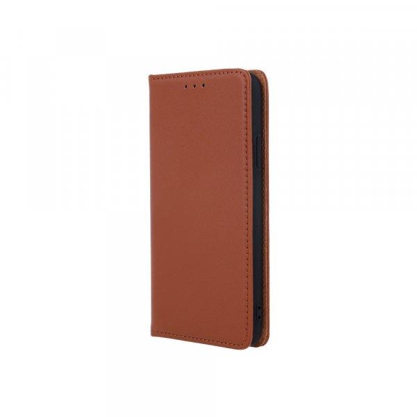 Genuine Leather Samsung A135F Galaxy A13 4G oldalra nyíló mágneses
bőrhatású könyv tok szilikon belsővel barna