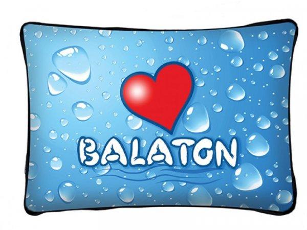 Balaton díszpárna, vízcseppek és szív