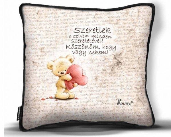 Kicsi díszpárna, Szeretlek a szívem minden szeretetével, szerelmes ajándék