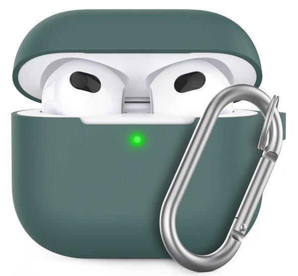 Phoner Simple Apple Airpods 3 szilikon tok akasztóval, zöld