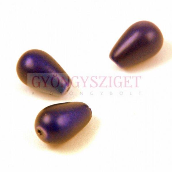 Préselt csepp gyöngy - 13x8mm - Matt Metallic Indigo