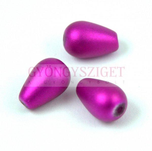 Préselt csepp gyöngy - 13x8mm - Matt Metallic Fuchsia