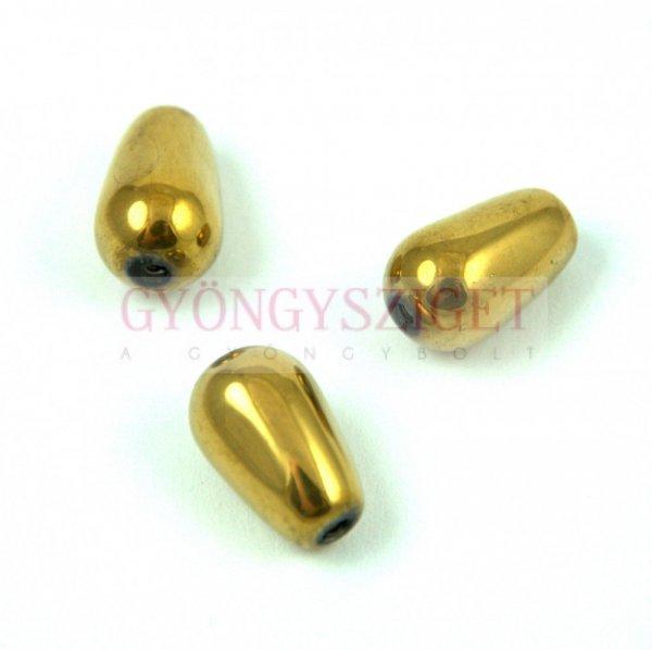 Préselt csepp gyöngy - 13x8mm - Metallic Gold