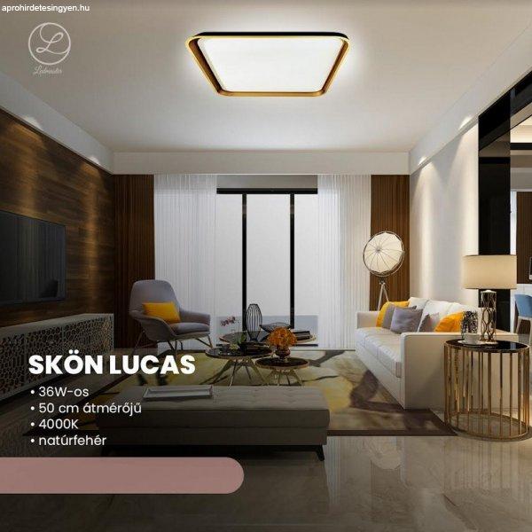 Skön Lucas 36 W-os ø500 mm négyzet alakú natúr fehér, fekete-arany színű
mennyezeti lámpa, IP20-as védettségű
