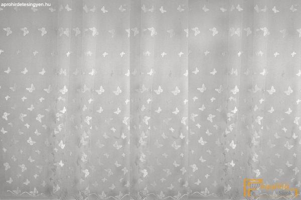 (2 szín) Hímzett pillangós függöny.- 01 fehér alapon fehér pillangók