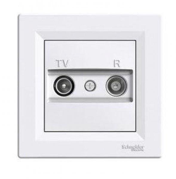 Schneider Asfora TV-R aljzat, átmenő, 4 dB, komplett, fehér
