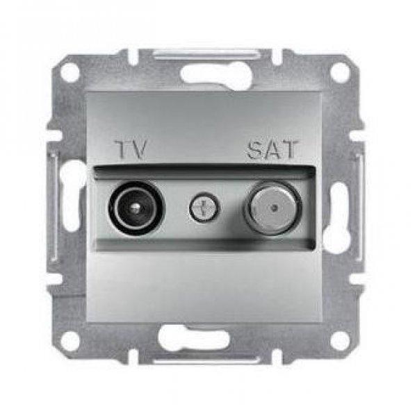 Schneider Asfora TV-SAT aljzat, átmenő, 8 dB, keret nélkül, alumínium