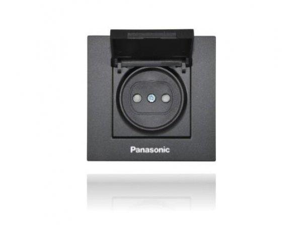 Panasonic Karre Plus csapfedeles dugalj gyermekvédős fekete(Keret nélkül)