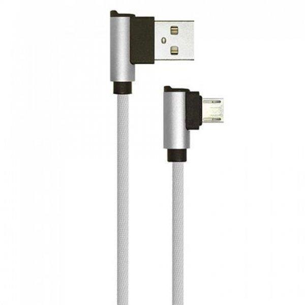 Diamond L alakú USB - Micro USB nejlon-szövetkábel (1 méter) szürke - USB
2.0