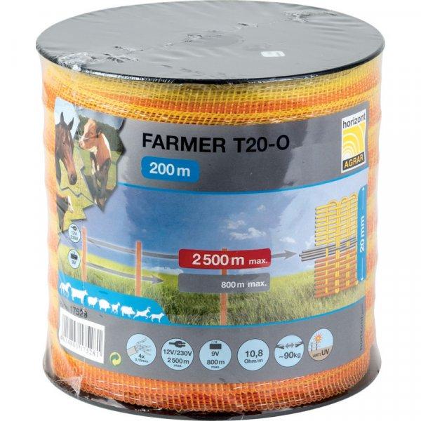 Horizont villanypásztor szalag FARMER T20-O, sárga/narancs, 200 m
