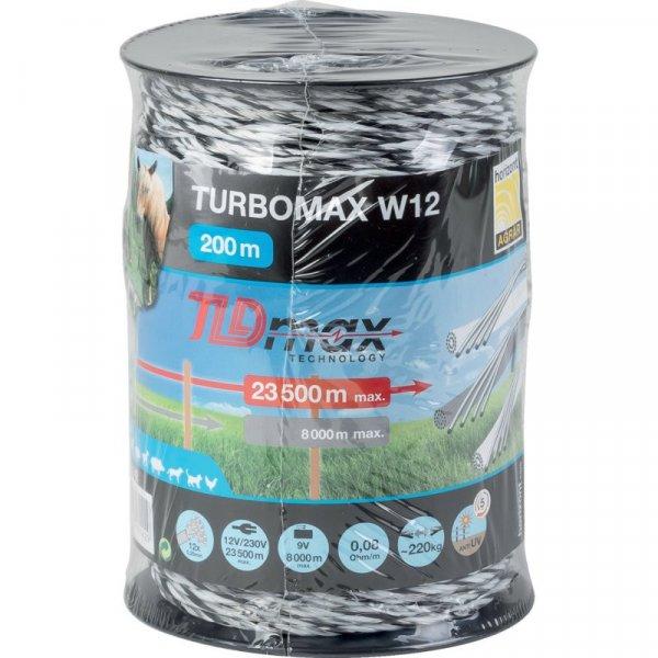 Horizont villanypásztor zsinór TURBOMAX W12, fehér/fekete/fehér, 200 m