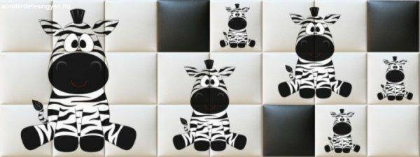 Zebra állatos gyerekszoba vidám nyomtatott 3d műbőr falvédő (200x75 cm)