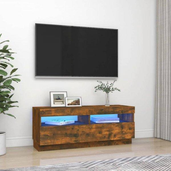 Füstös tölgyszínű tv-szekrény led-világítással 100 x 35 x 40 cm