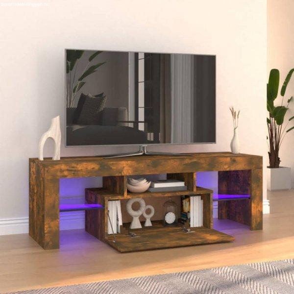 Füstös tölgyszínű tv-szekrény led-világítással 120 x 35 x 40 cm
