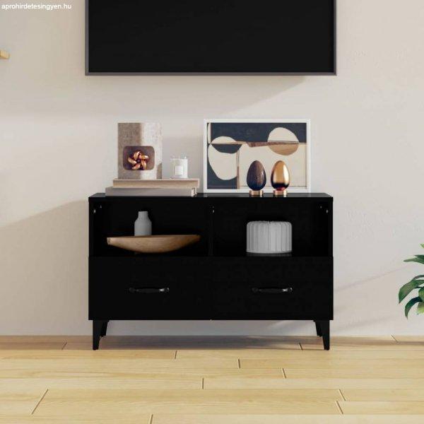 Fekete szerelt fa tv-szekrény 80 x 36 x 50 cm