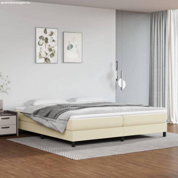 Krémszínű műbőr rugós ágy matraccal 200 x 200 cm