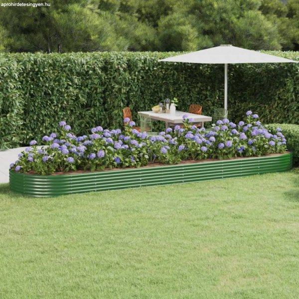Zöld porszórt acél kerti ültetőláda 523x140x36 cm