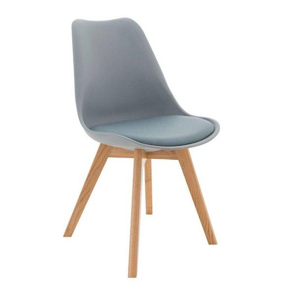Modern műanyag szék üléspárnával, bükk - szürke - CARDIFF - Butopêa