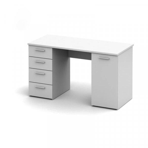 Egyajtós számítógépasztal, 4 fiókkal, 137x60 cm, fehér - AUSTIN -
Butopêa